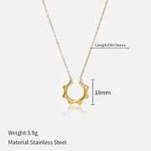 Gold Stainless Steel Sun Pendant Necklace Women's Jewelry‎